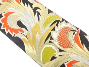 アンティーク　草葉模様織り出し袋帯（着用可）